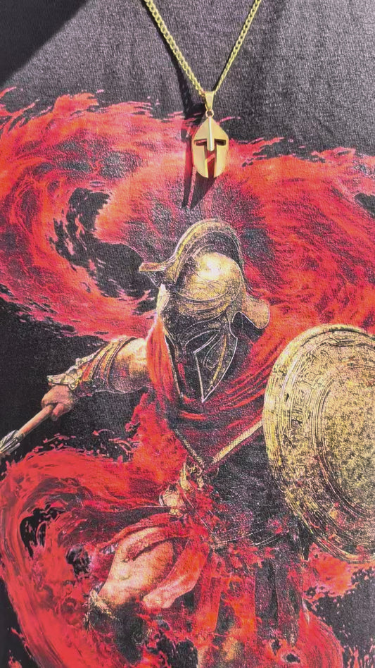 Spartan King Necklace video showing the pendant and stainless steel chain